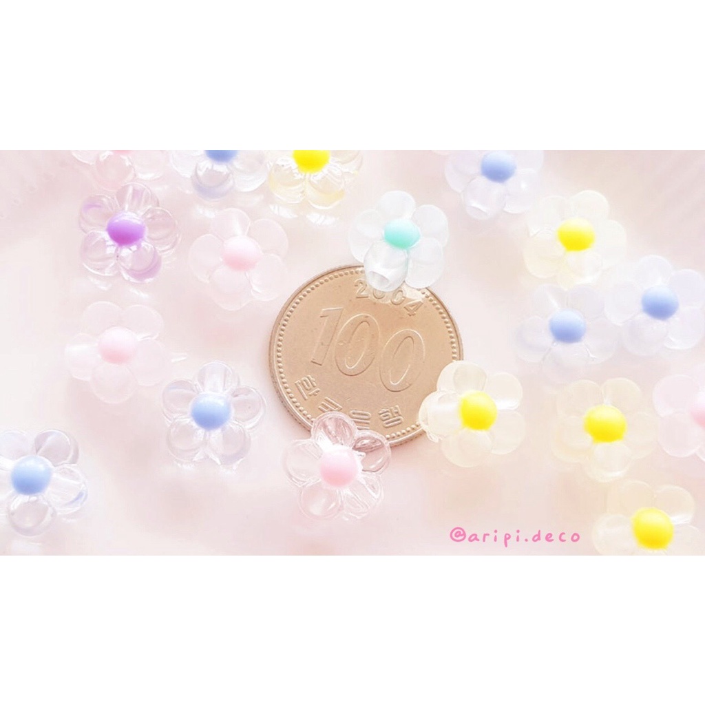 Charm hạt nhựa hoa xỏ lỗ 2 đầu A6 /Nguyên liệu làm vòng tay /handmade / resin
