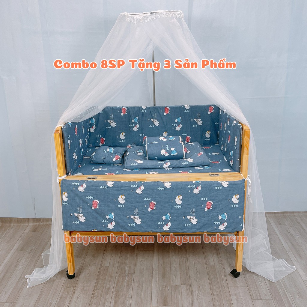 Cũi Trẻ Em BabySun Cũi Gỗ Thông Cho Bé Màu Tự Nhên  Kích Thước 110x70x96cm Chống Cong Vênh Mối Mọt Bảo Hành 12 Tháng