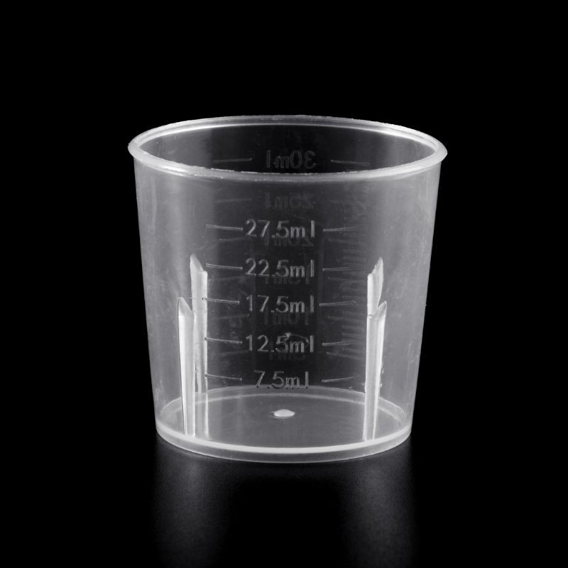 10 Cốc Đong Bằng Nhựa 30ml Dùng Cho Phòng Thí Nghiệm