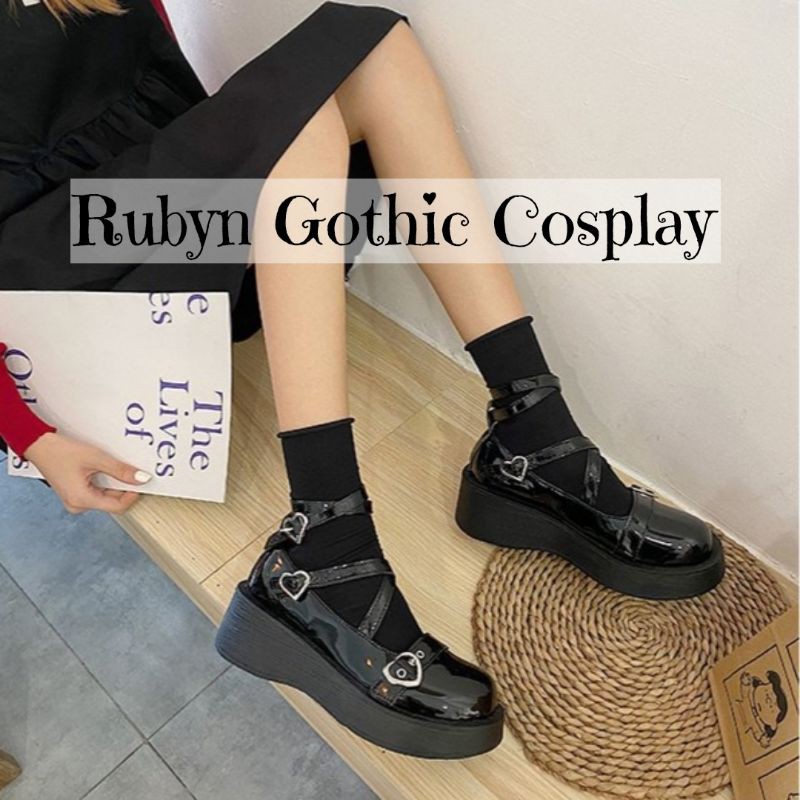 [CÓ SẴN] 🍁 Giày Búp Bê Lolita Retro Móc Trái Tim Độc Lạ Đế Cao 5cm ( Size 35 - 39 ) | BigBuy360 - bigbuy360.vn