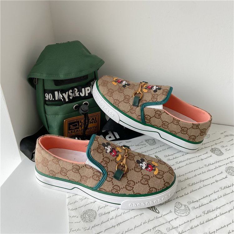 Fashionable Ulzzang Cartoon Printed Casual Lazy Shoes Slip-on Loafer Women Shoes