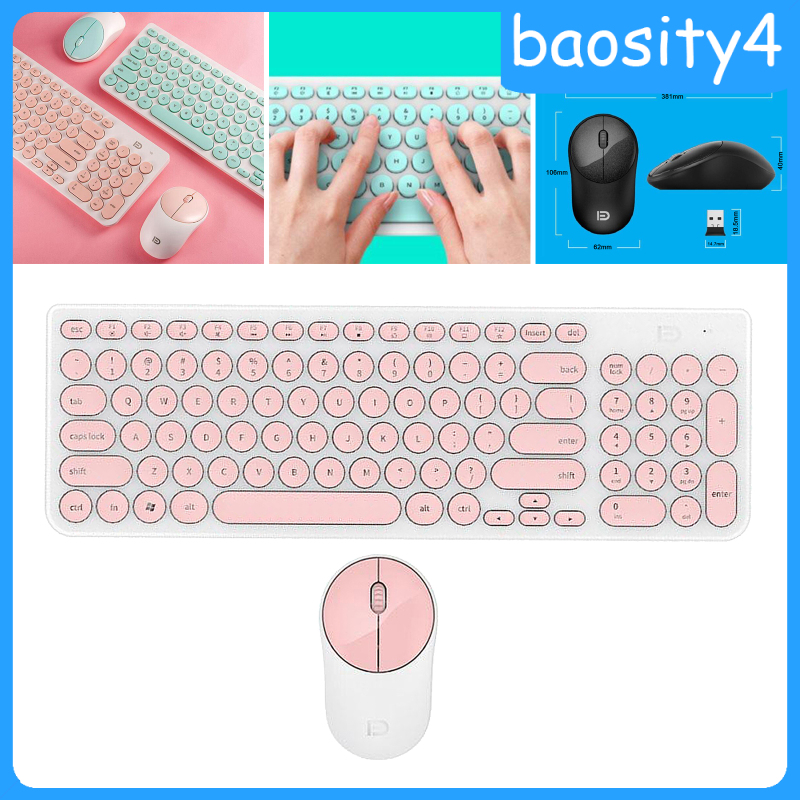 Combo Bàn Phím + Chuột Không Dây 2.4g Màu Xanh Lá Retro | BigBuy360 - bigbuy360.vn