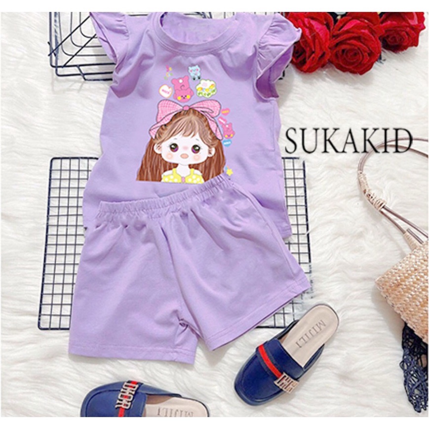 ( Km ) COMBO 3 Bộ đồ bé gái tay cánh tiên hinh bé gái cột nơ gấu từ 6kg đên 30kg.BDBG59.