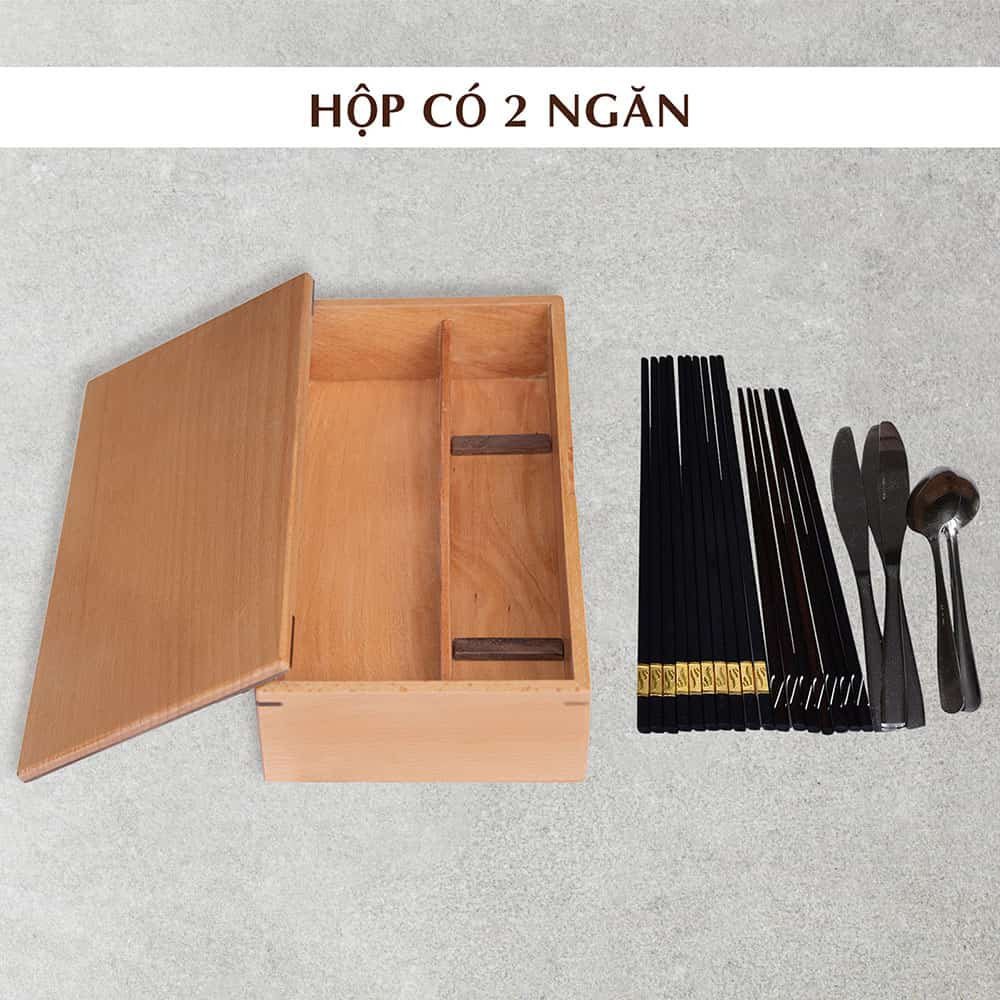 Hộp đựng đũa muỗng thìa có nắp đậy cao cấp NHẬT VY-NV5310 - Hộp đũa bằng gỗ dành cho Nhà hàng - Quán ăn - Gia đình