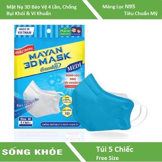 5 CÁI KHẨU TRANG MAYAN 3D MASK N95 (MÀU TRẮNG)-có chữ MAYAN pm 2.5 hoặc pm2.5 trên từng cái
