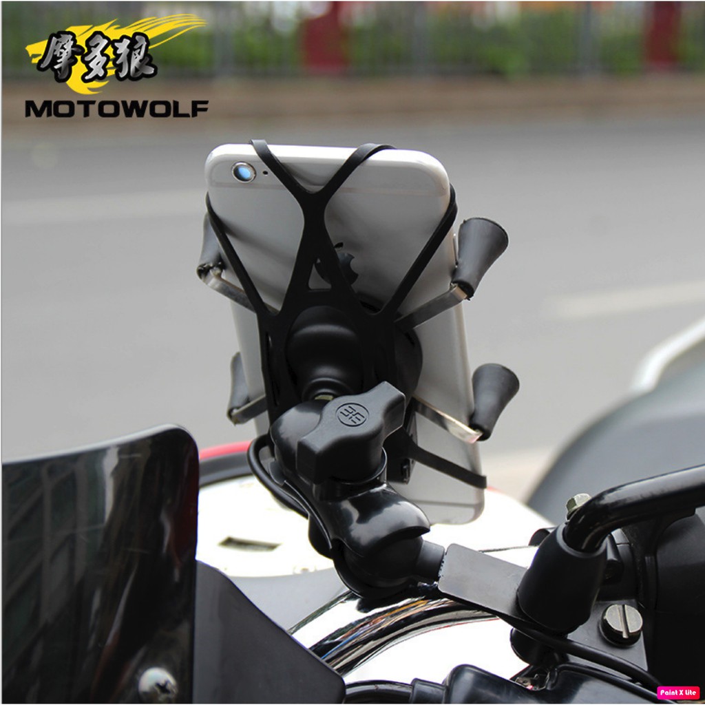 kẹp điện thoại gắn xe máy loại có dây sạc cắm acquy xe máy | BigBuy360 - bigbuy360.vn