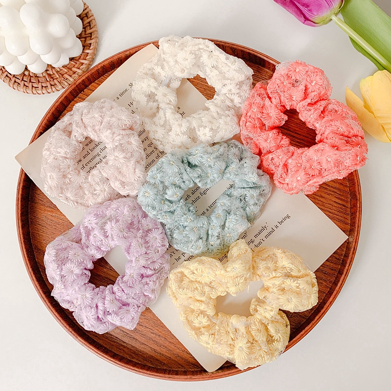 Dây buộc tóc ren co giãn phong cách retro Pháp thời trang cho nữ yq061208