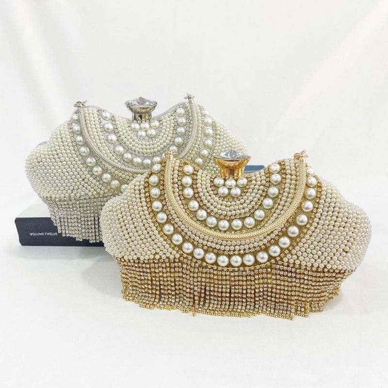 Clutch Sò đính đá tua rua siêu sang chảnh