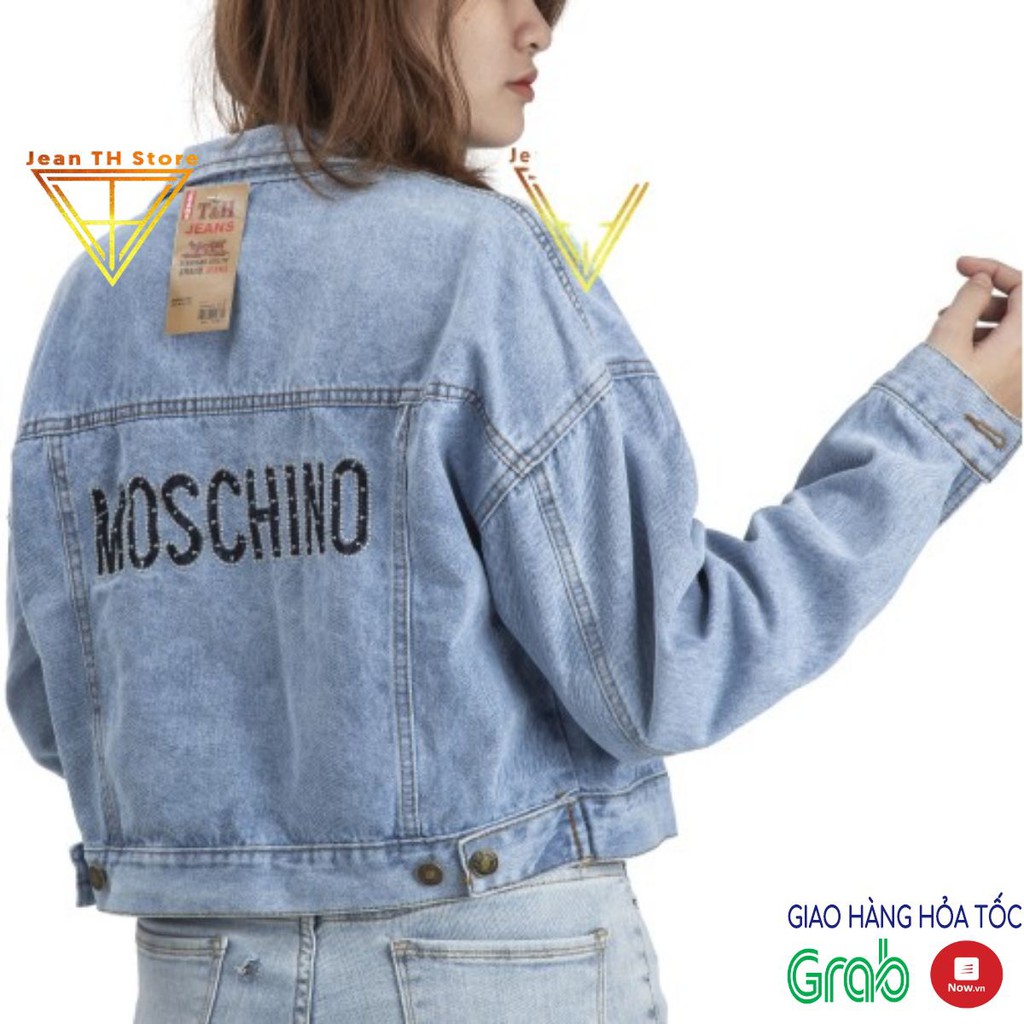 Áo khoác jean nữ TH Store Moschino cá tính áo khoác bò phong cách ulzzang chống nắng