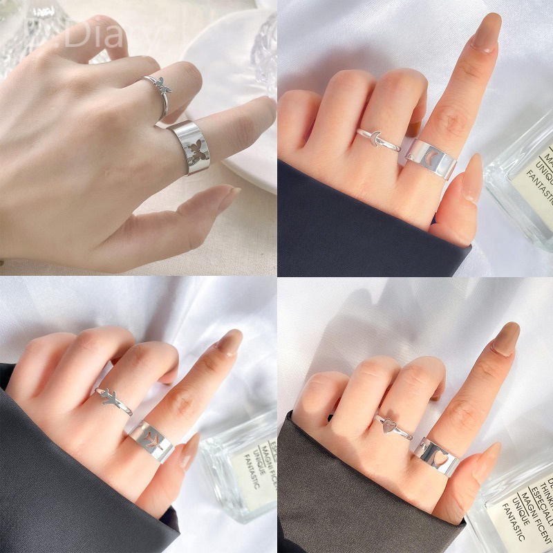 Set Nhẫn Đôi Mạ Vàng/Bạc Nhiều Kiểu Dáng Thời Trang