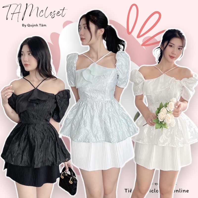 Áo yếm peplum thêu phối bèo - TK1080