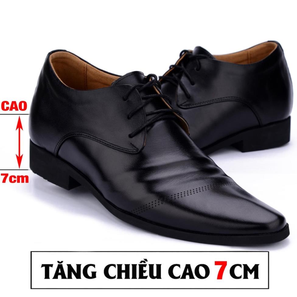 Giày tây nam da mềm, tăng bí mật 6-7cm, kiểu cột dây, có khâu đế, size từ 38 đến 43 - CD3N g