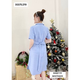 Đầm sơ mi tay lửng phối dây eo - D2175
