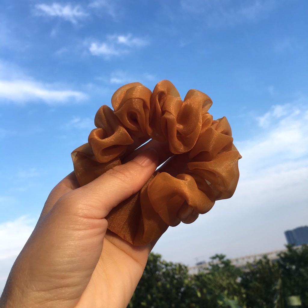 Dây buộc tóc vải scunchies voan kính loại đẹp