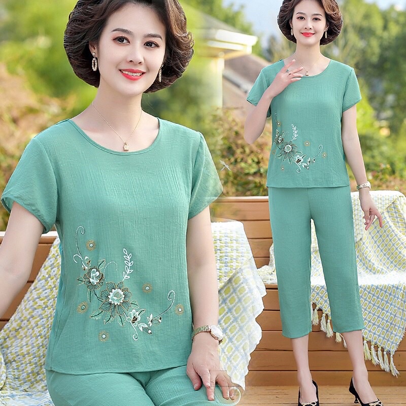 ĐỒ BỘ NỮ TRUNG NIÊN, BỘ MẶC NHÀ CHẤT LIỆU ĐŨI