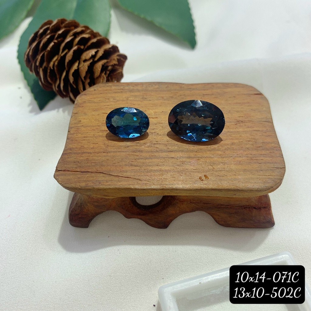 Mặt Đá Topaz London Oval Xanh Đủ Size