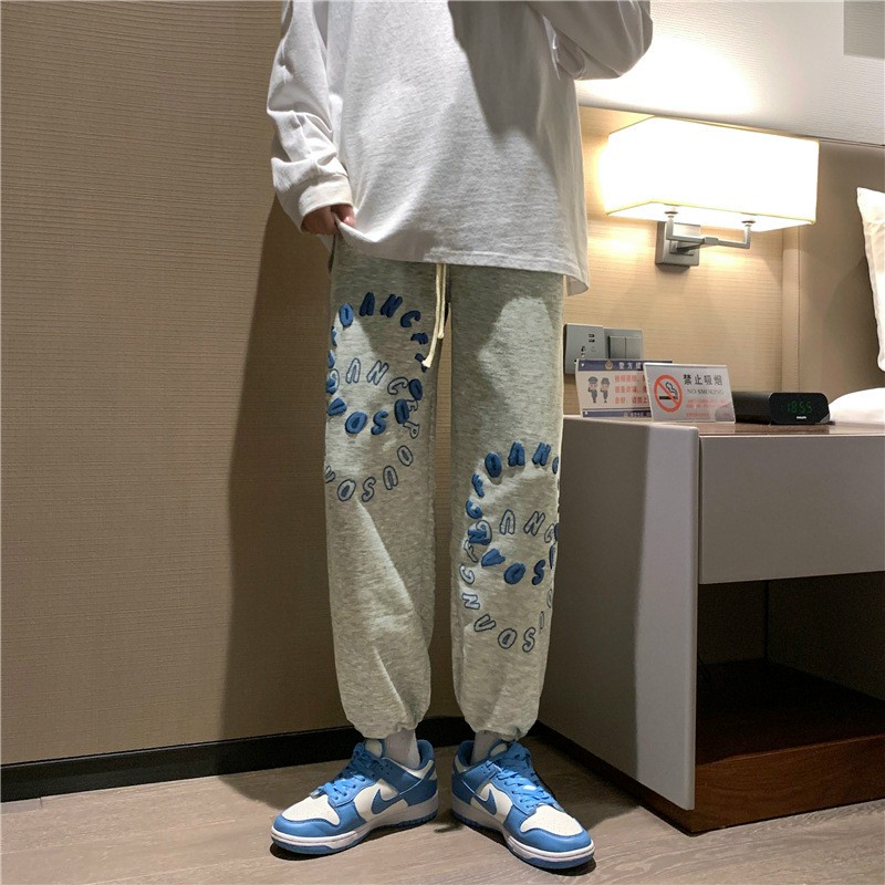 Quần Ống Rộng Nam Nữ Unisex - Kiểu Dáng Thể Thao Ulzzang - Dây Rút Ở Gấu Quần - 3 Màu Đen Trắng Xám BỎ SỈ
