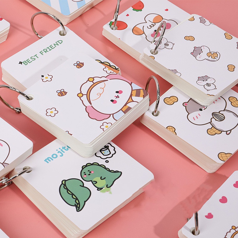 RUIXIANG Sổ Ghi Chú Mini Hình Tròn In Hoạt Hình Dễ Thương