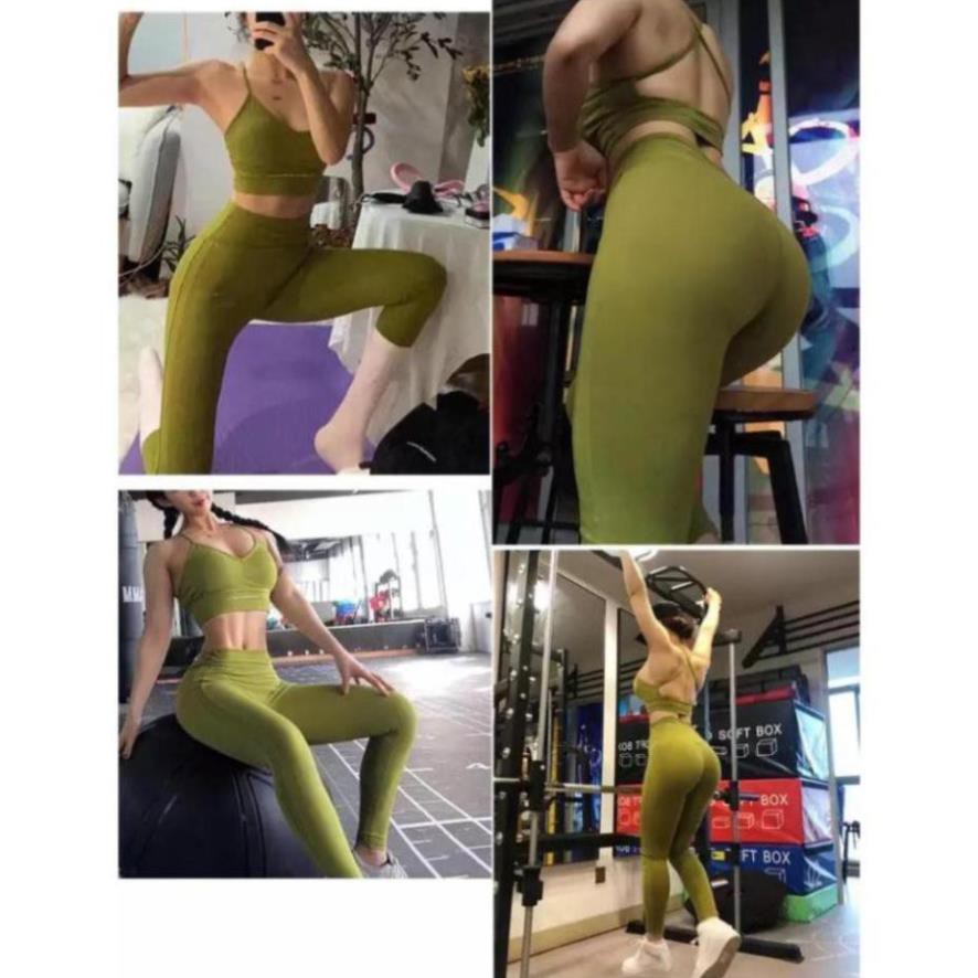 Set Tập Gym Nữ Tập Yoga Thun Poly IF Dày Dặn, Chuẩn Form