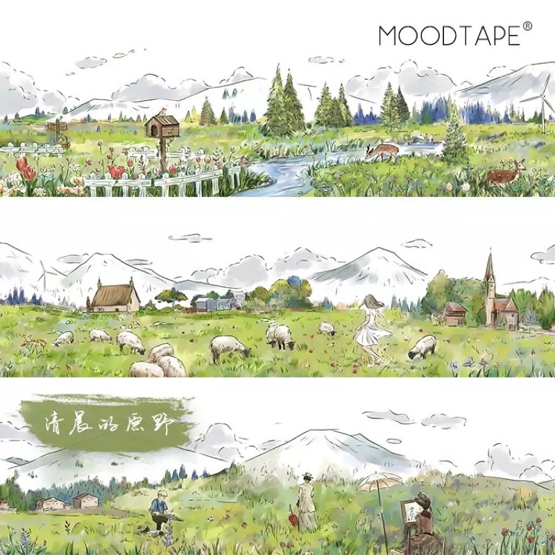 Băng dính washi tape hoạ tiết phong cảnh đồng quê MOODTAPE