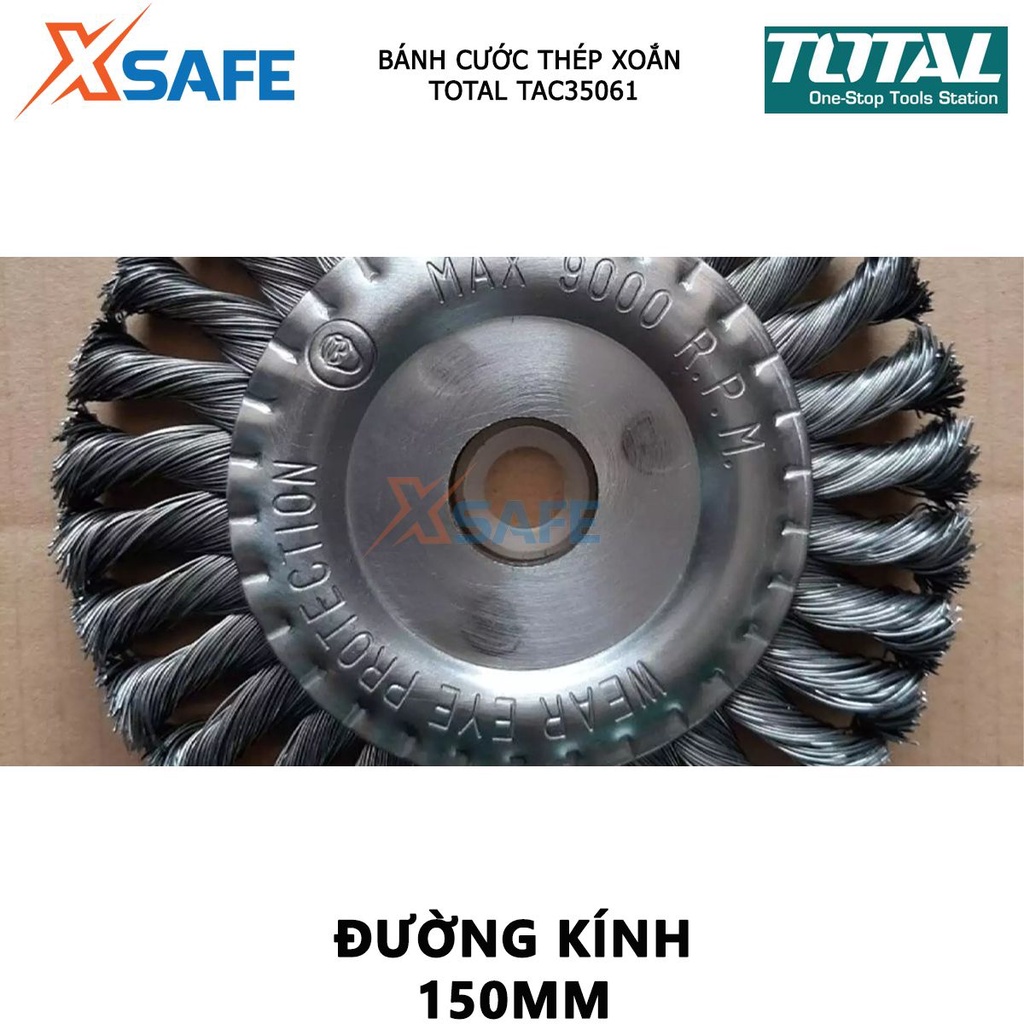 Bánh cước TOTAL TAC36051 chén cước đánh bóng sợi đồng Đường kính 125mm, Kích thước dây 0.35mm đánh rỉ các vật dụng