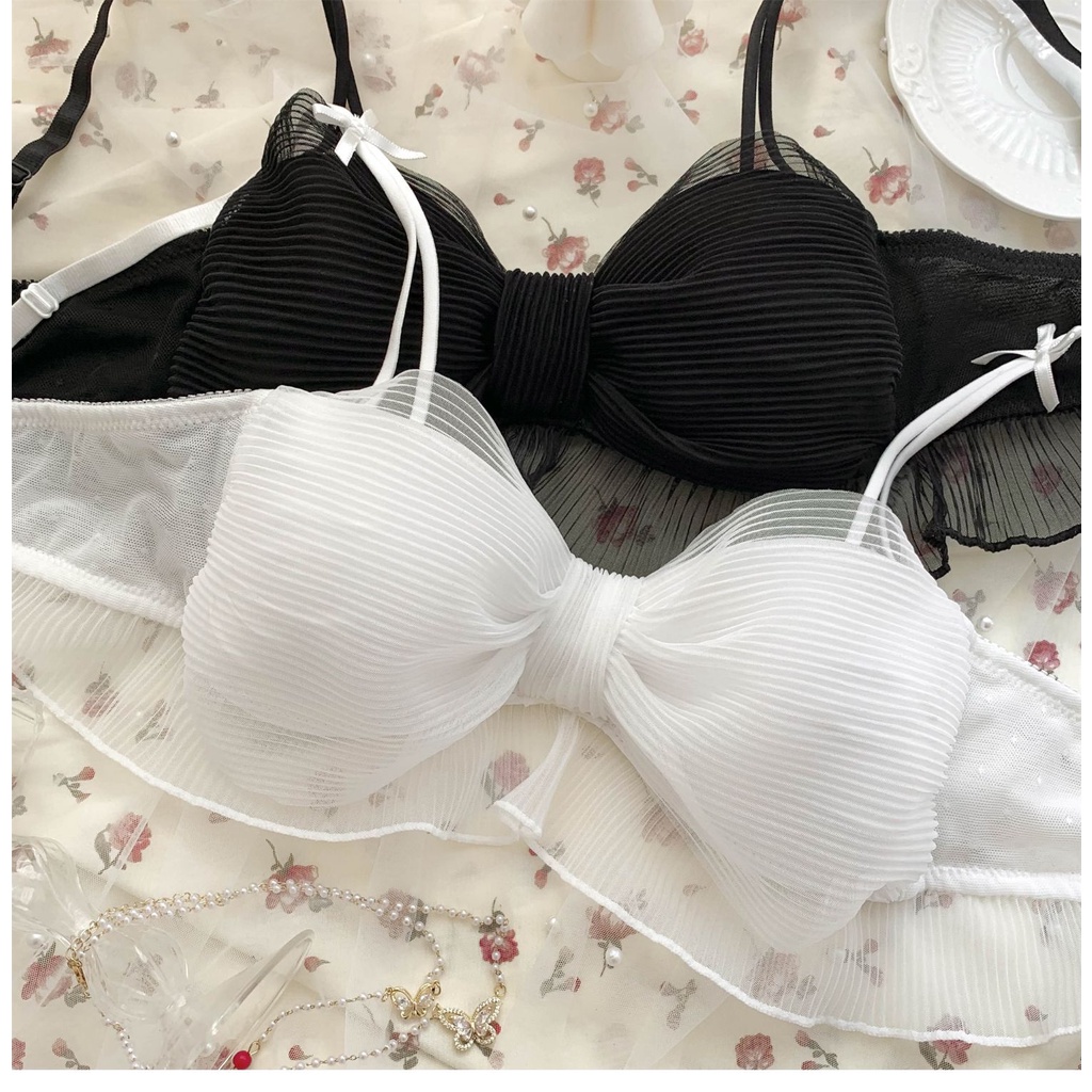 Áo Ngực Gấp Gọn Đính Nơ Không Gọng Thoải Mái Dễ Thương Thời Trang Mùa Hè Mới Cho Bạn Gái Mặc Trong Mùa Hè