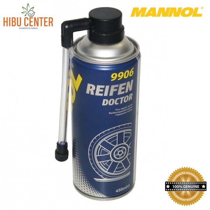 Vá Vỏ Xe Khẩn Cấp Bơm Keo Chống Xì Lốp Và Bơm Căng Lốp Xe Lại MANNOL 9906 – 450ML Reifen Doctor – Hàng Đức Chính Hãng