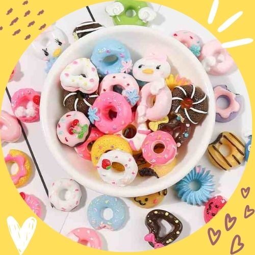 Set 10 charms bánh donut để trang trí DIY ốp điện thoại, gương, cặp tóc...