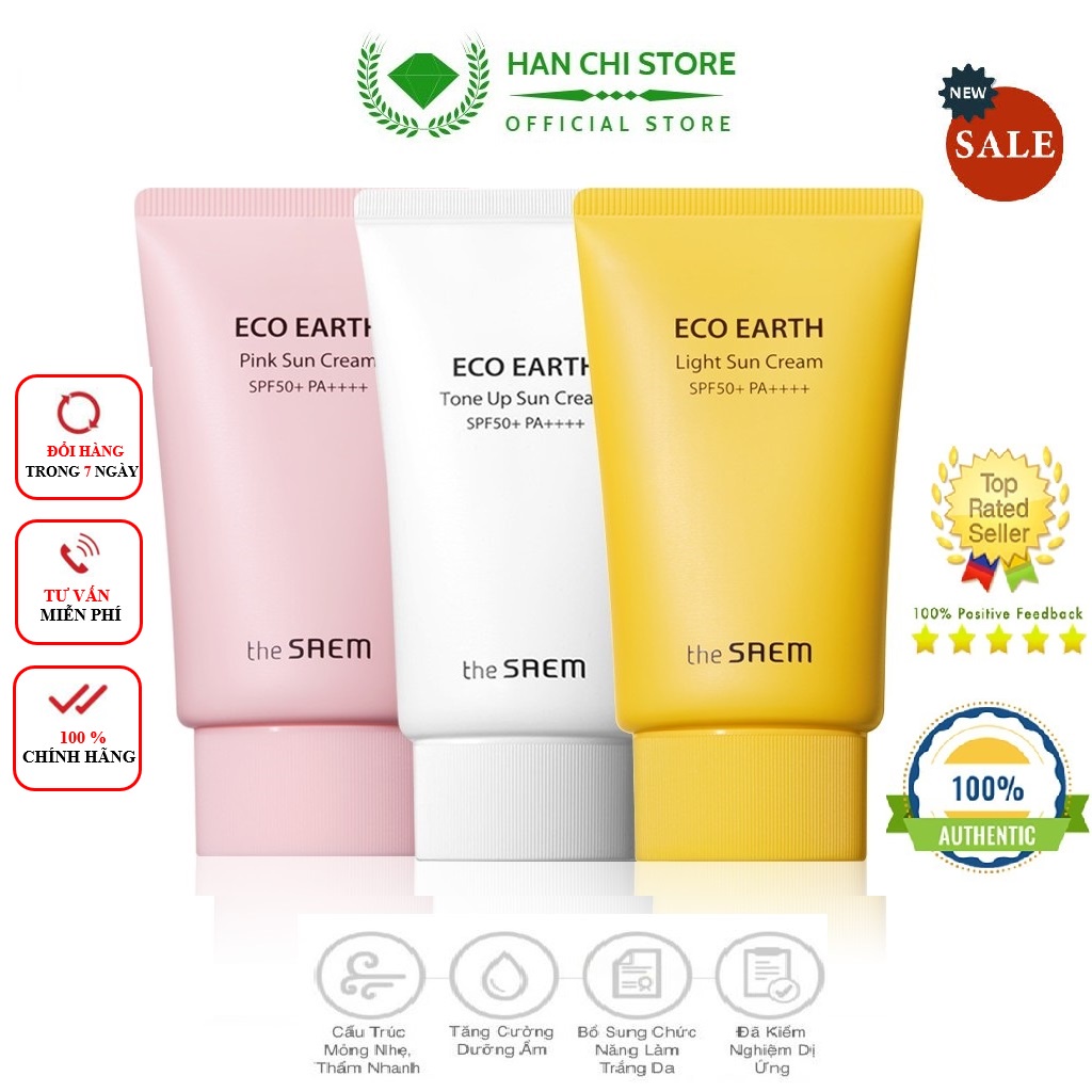 Kem Chống Nắng The Saem Eco Earth Sun Cream 50g Hàn Quốc Cho Da Dầu Mụn Da Khô Nhạy Cảm Dưỡng Ẩm Trắng Da Chính Hãng | BigBuy360 - bigbuy360.vn