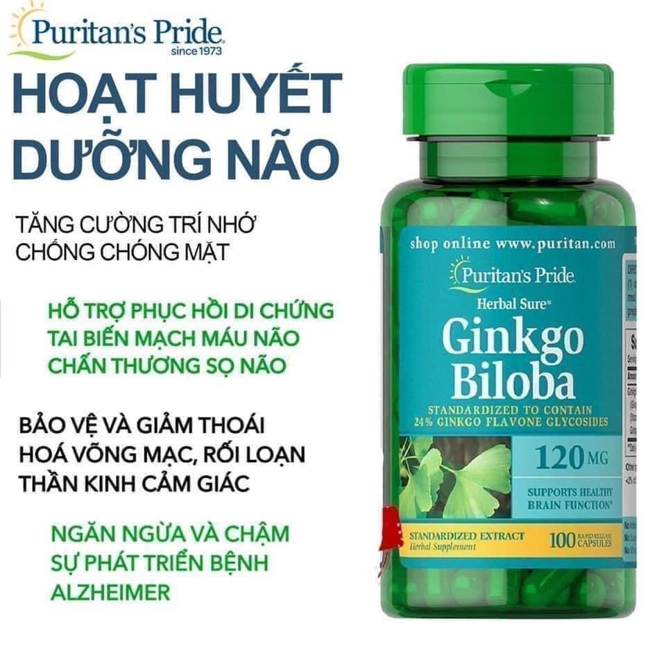 Viên uống tuần hoàn não ,bổ não Ginkgo Biloba 120 mg- 100 viên