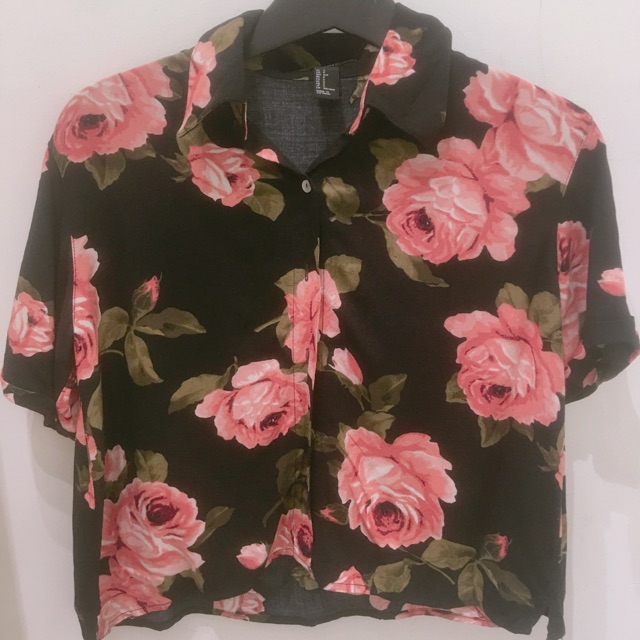 [ THANH LÝ] F21- Floral Cropped Shirt