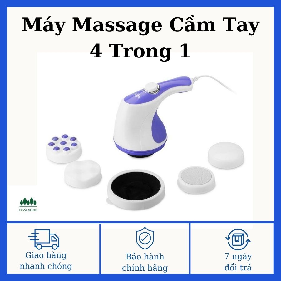 Máy Massage Cầm Tay Cao Cấp Relax Giảm Đau Nhức Và Tan Mỡ Tích Hợp 4 Đầu Massge Trên Máy Kiểu Dáng Hiện Đại Đa Năng