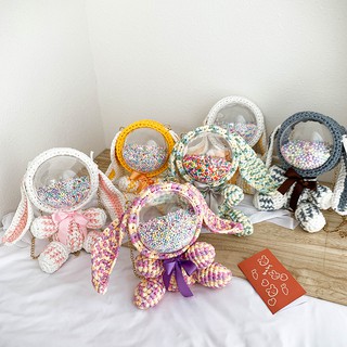 Túi len tự đan hình gấu tai dài - CÓ SẴN MÀU 1