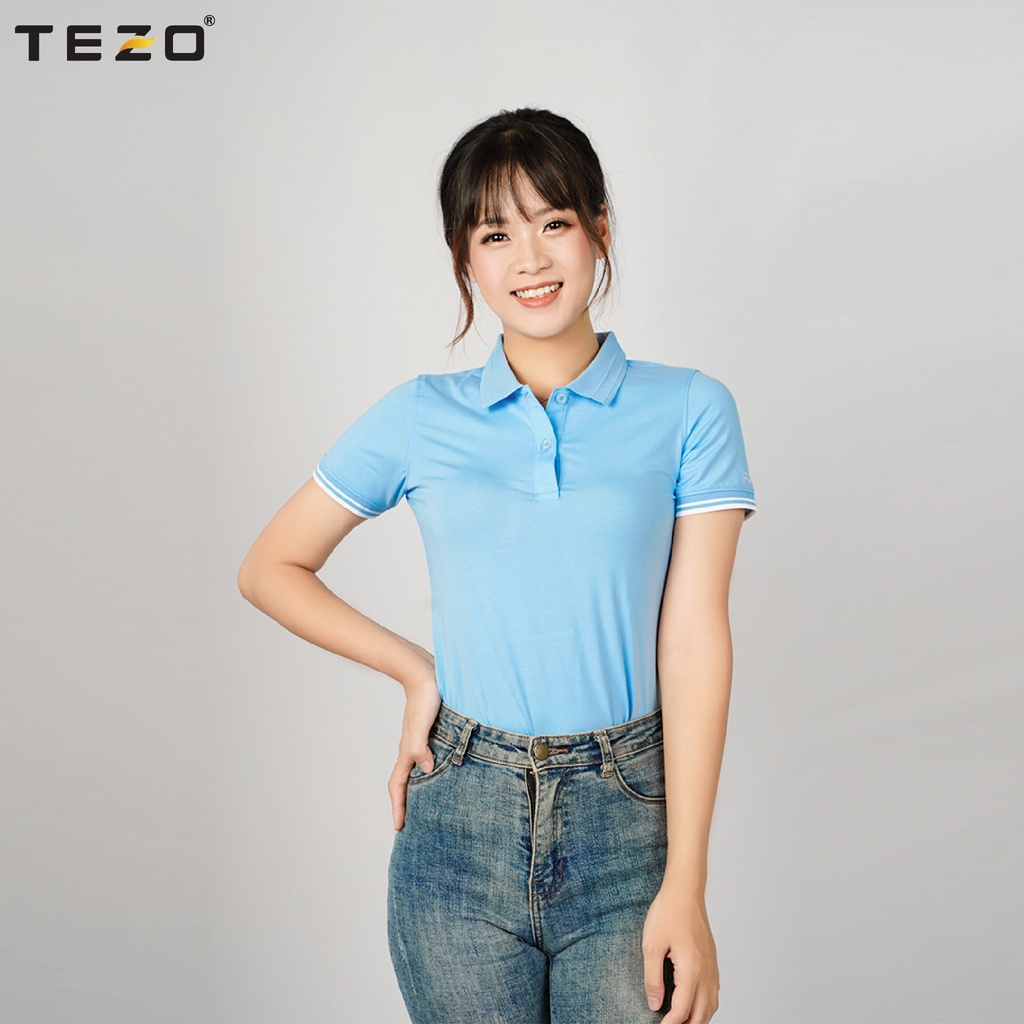 Áo polo nữ TEZO, áo phông ngắn tay có cổ 5 màu chất liệu cotton kiểu dáng trẻ trung,tôn dáng 2106APCT14