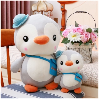 Gấu Bông Chim Cánh Cụt Màu Xám Chất Liệu Lông Nhung Mềm Mịn