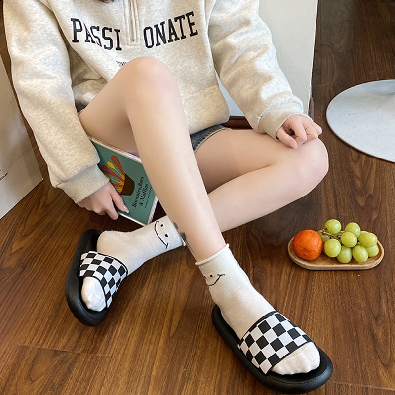 Dép quai ngang IELGY họa tiết caro thời trang cá tính cho nữ