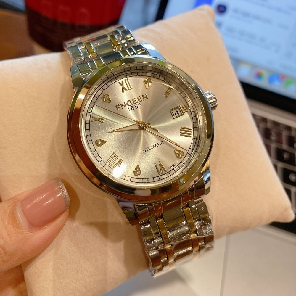Đồng hồ cơ automatic Fngeen 1853CO Đồng hồ nam chính hãng dây thép chống nước chống xước bảo hành 24 tháng - oria watch