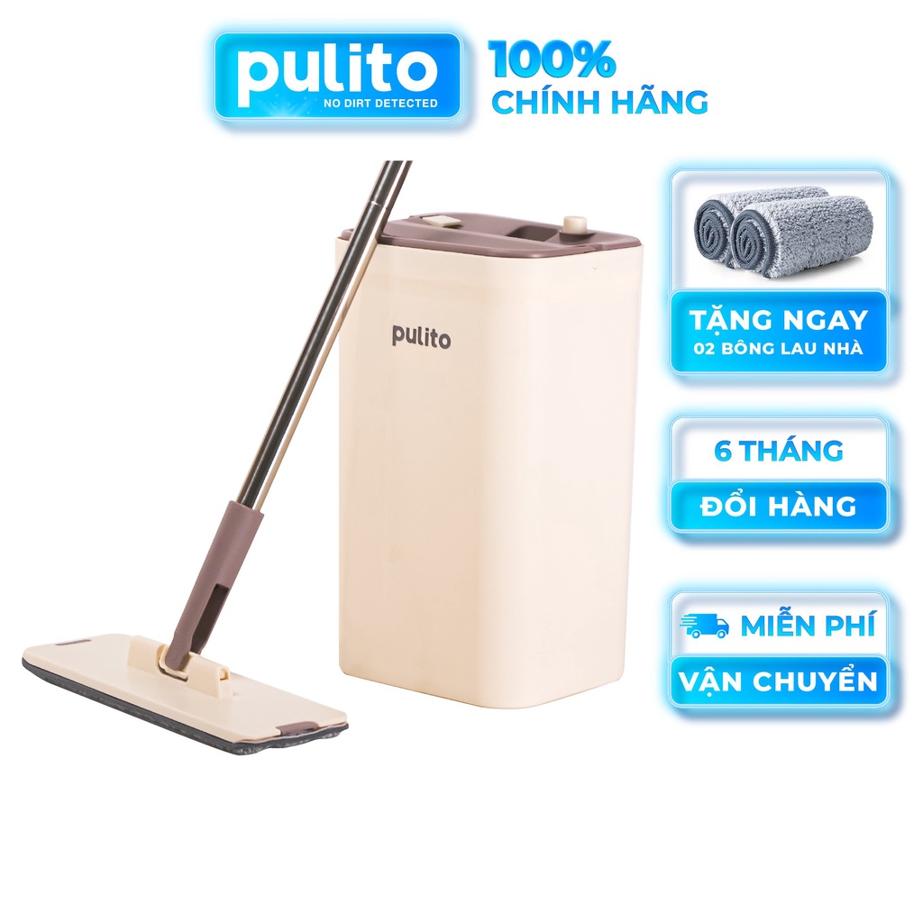 Bộ lau nhà cao cấp thông minh Pulito tự vắt, đầu lau xoay 360 độ  BLN-S6