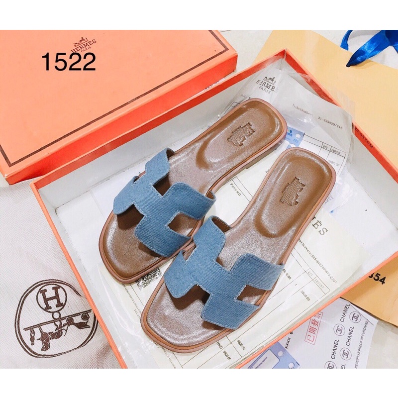 Dép lê Hm vải bò đế dập logo mã 1522