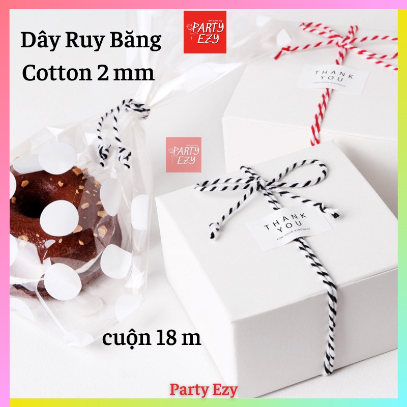 (CUỘN 18M) RUY BĂNG SỢI COTTON SIZE 2MM BUỘC TÚI QUÀ, HỘP QUÀ