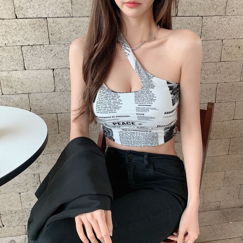Áo Bra Su Cá Tính Kiểu Croptop Ôm Dáng Dây Vai Chéo Fasshion B.A.2258