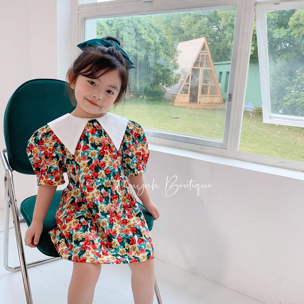 Váy đầm trẻ em QUỲNH BOUTIQUE Váy hoa nhí cho bé gái (Set đầm cho mẹ và bé)