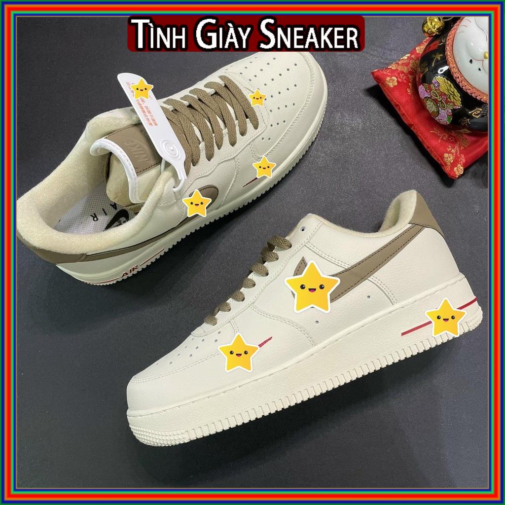 Giày thể thao af1_nike vệt nâu , Giày_Nike Air Force 1 Low Premium White Brown dễ phối đồ full box bill
