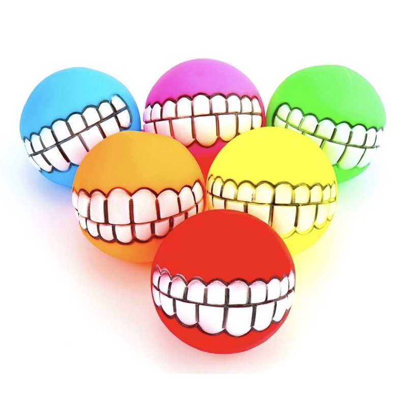 Bóng gặm cao su hình miệng cười giúp làm sạch răng miệng thú cưng có tiếng kêu