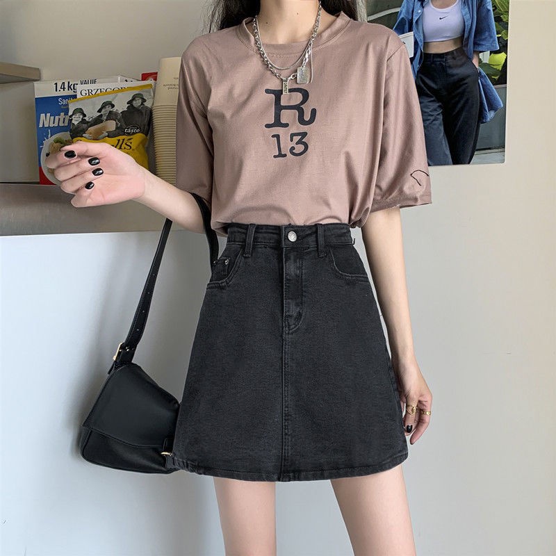 Chân Váy Nữ Chữ A Ngắn Lưng Cao Chất Liệu Denim Phong Cách Hàn Quốc Cho váy ngắn Nữ NZ-DQ-08