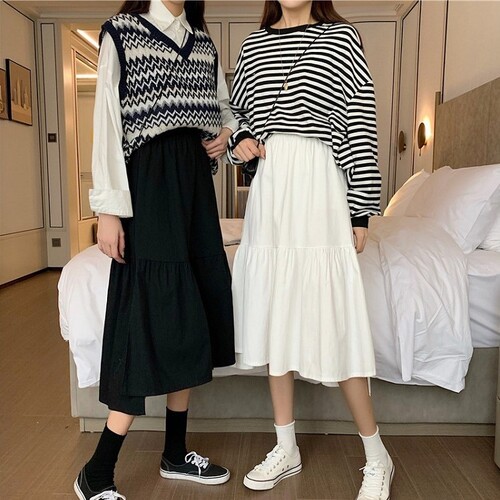 Chân váy tầng ulzzang dáng dài dày dặn có lót trong (ảnh thật) | BigBuy360 - bigbuy360.vn