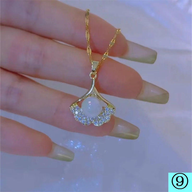 [Tik Tok Phong Cách Mới] Dây Chuyền Ngọc Trai Ji Thiết Kế Sang Trọng Mặt Dây Chuyền Không Phai Màu