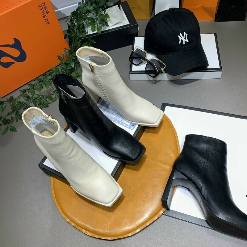 boot gót vuông mảnh hàng cao cấp mũi vuông