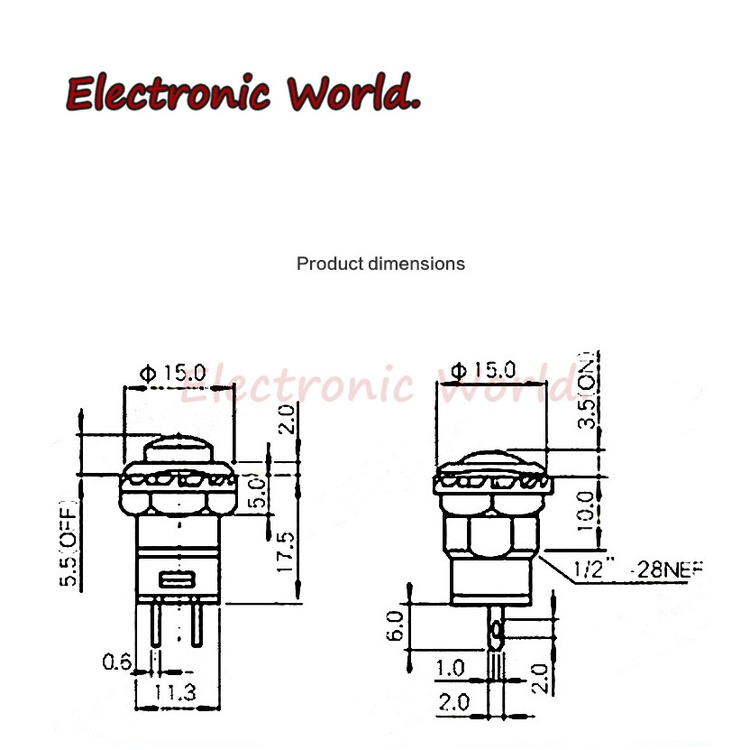 Set 5 Công Tắc Tròn Tự Khoá DS-428/427 12MM