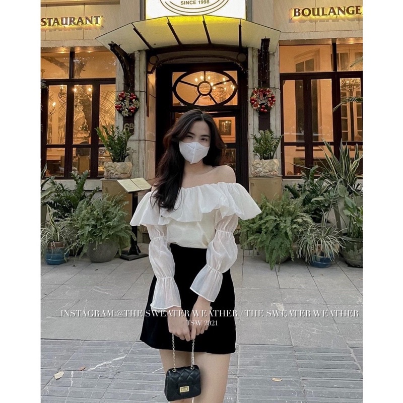 Áo bẹt tay dài trễ vai kiểu ôm bigsize tay bồng công chúa siêu xinh VANISA CT046